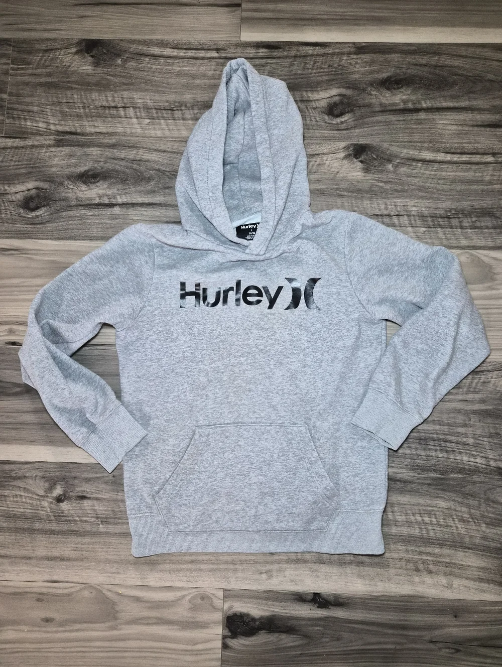 Hurley Light Gray Pullover Hoodie with Black Logo 14/16